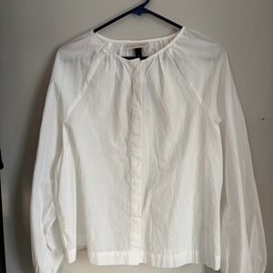 Universal Thread Women Cotton White Long Sleeve Button Up Blouse Size Small NWT